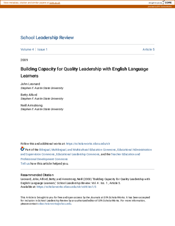 (PDF) Building Capacity for Quality Leadership with English Language ...