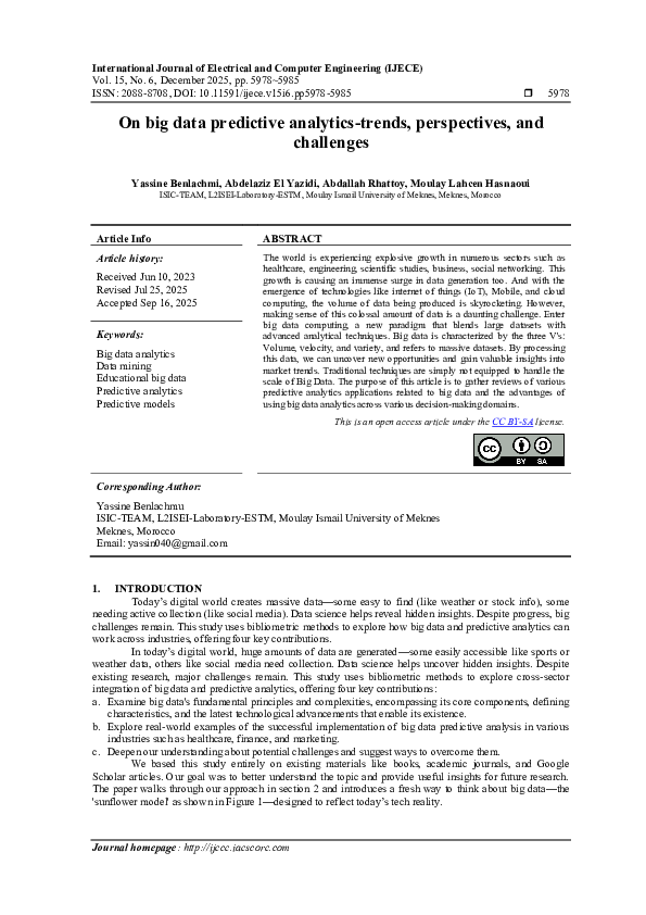 (PDF) On big data predictive analytics-trends, perspectives, and challenges