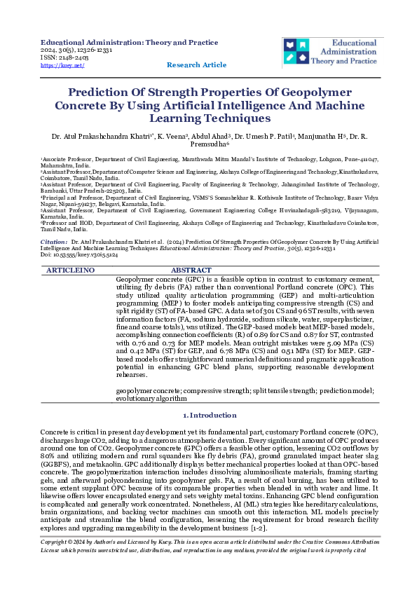 (PDF) Prediction Of Strength Properties Of Geopolymer Concrete By Using ...