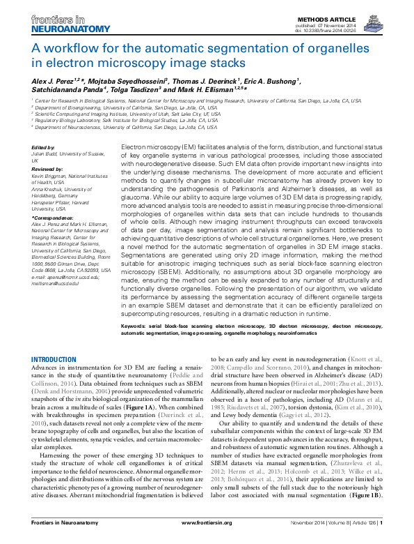 (PDF) A workflow for the automatic segmentation of organelles in ...