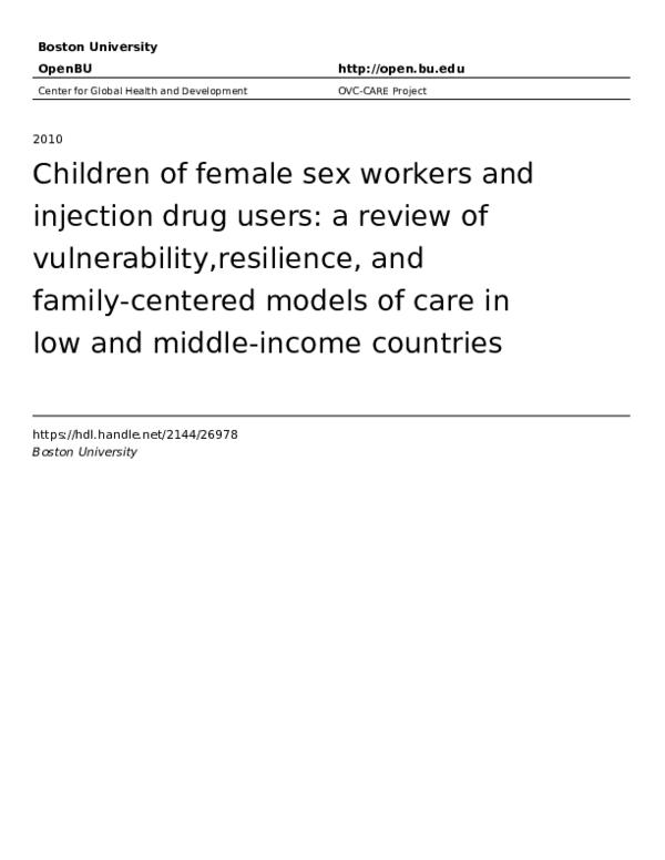 (PDF) Children of female sex workers and injection drug users: a review ...