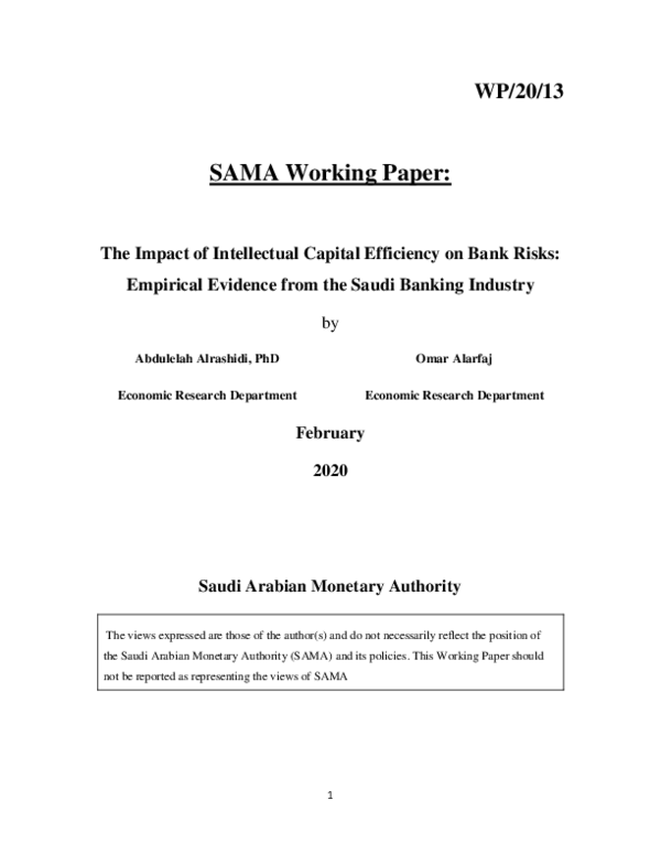 (PDF) The Impact of Intellectual Capital Efficiency on Bank Risks ...