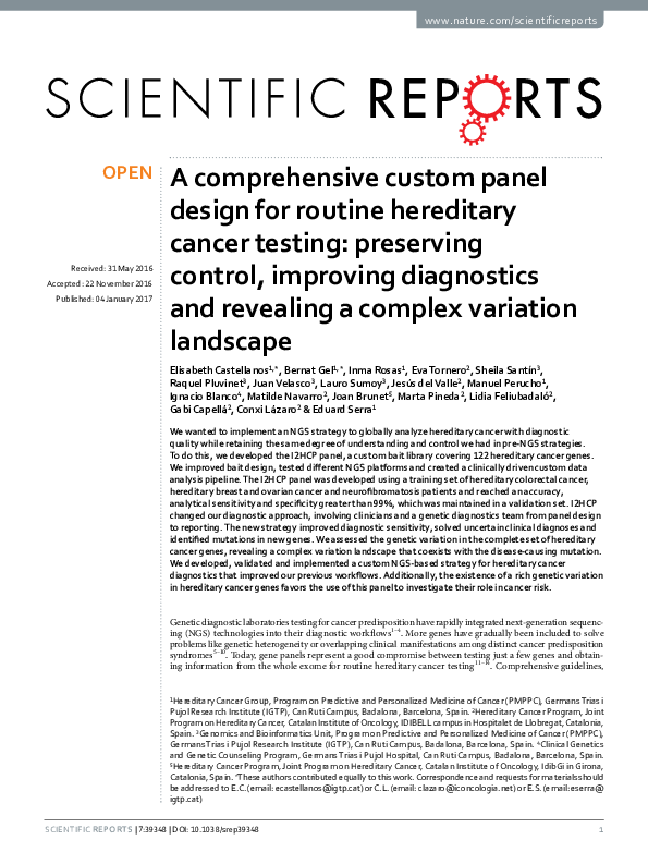 (PDF) A comprehensive custom panel design for routine hereditary cancer ...