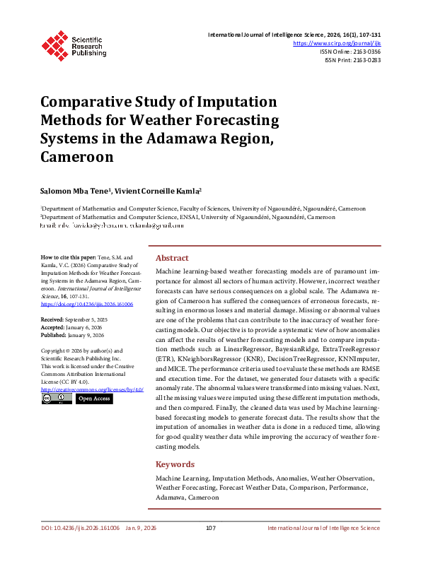 (PDF) Comparative Study of Imputation Methods for Weather Forecasting ...