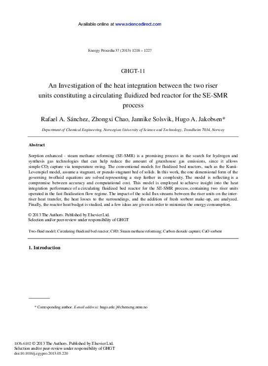 (PDF) An Investigation of the Heat Integration between the Two Riser ...