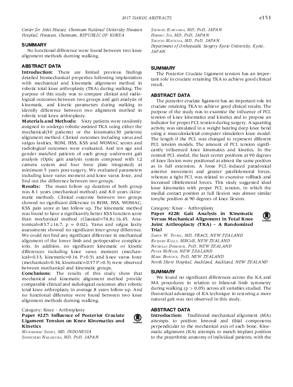(PDF) Gait Analysis in Kinematic Versus Mechanical Alignment in Total ...