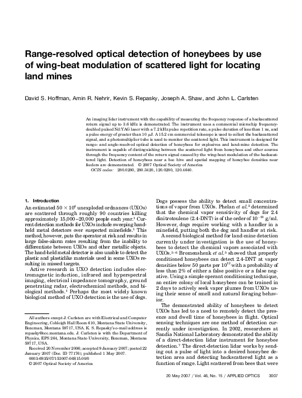 (PDF) Range-resolved optical detection of honeybees by use of wing-beat ...