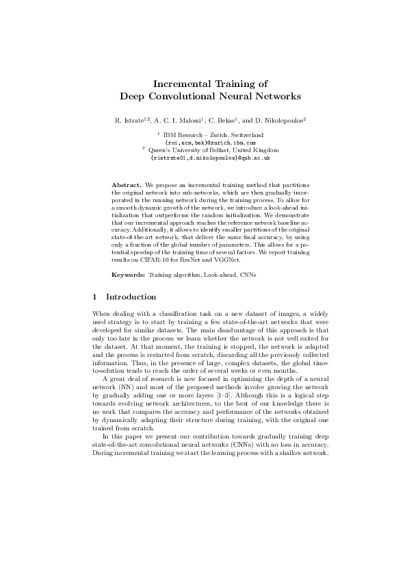 (PDF) Incremental Training of Deep Convolutional Neural Networks