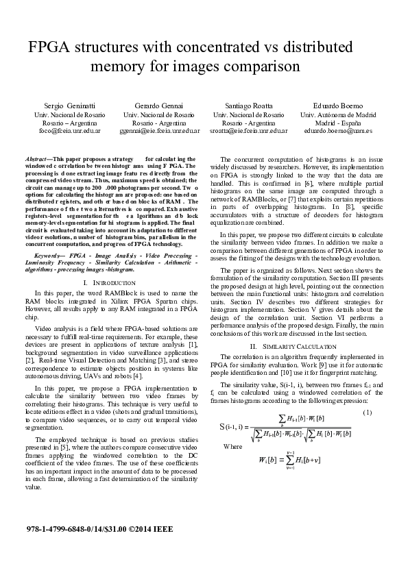 (PDF) FPGA structures with concentrated vs distributed memory for ...