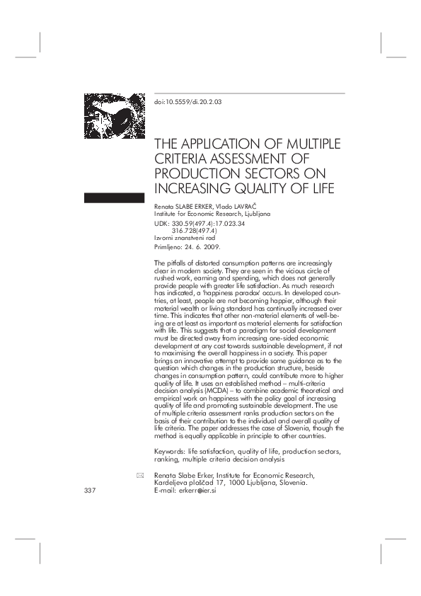 (PDF) The Application of Multiple Criteria Assessment of Production ...