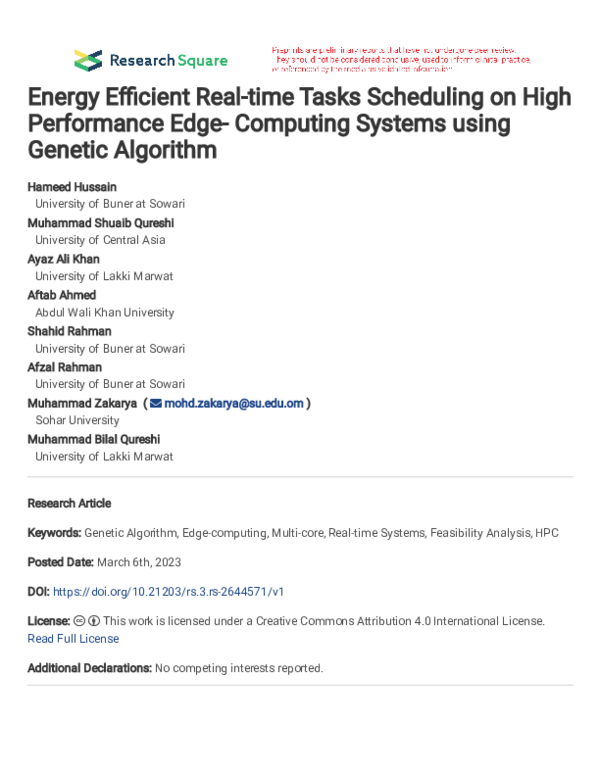 (PDF) Energy Efficient Real-time Tasks Scheduling on High Performance ...