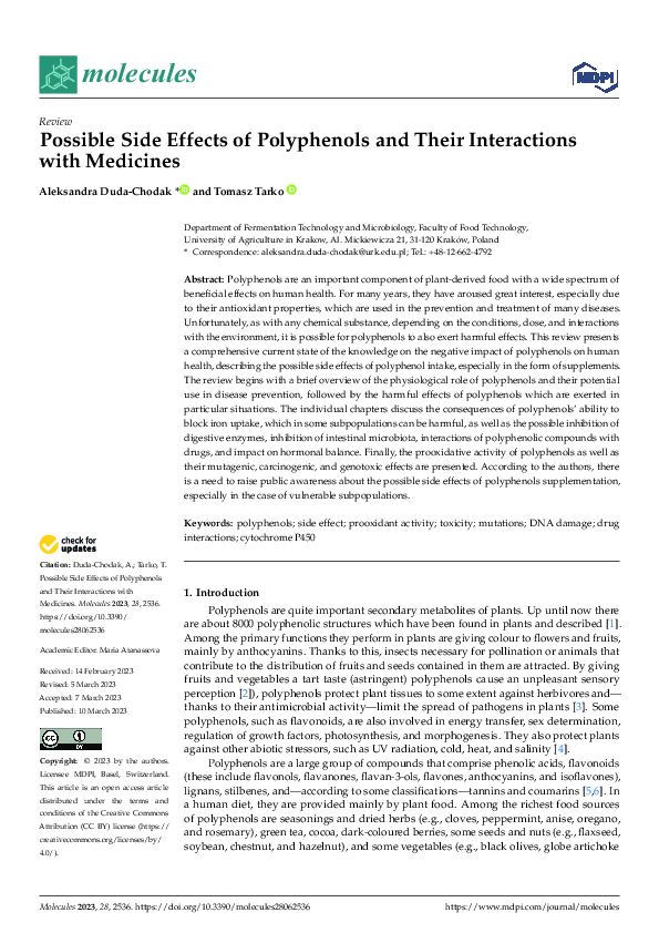 (PDF) Possible Side Effects of Polyphenols and Their Interactions with ...
