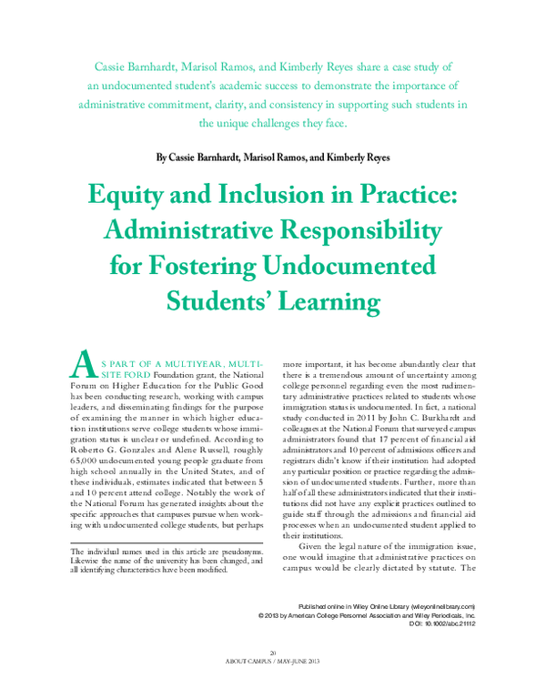 (PDF) Equity and Inclusion in Practice: Administrative Responsibility ...