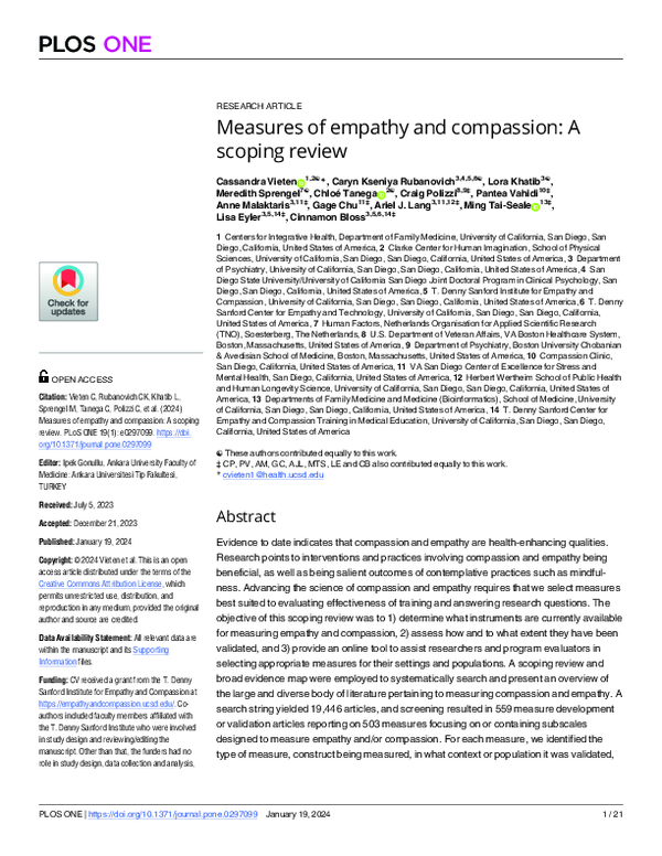 (PDF) Measures of empathy and compassion: A scoping review