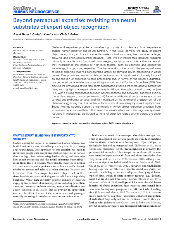 (PDF) Beyond perceptual expertise: Revisiting the neural substrates of ...