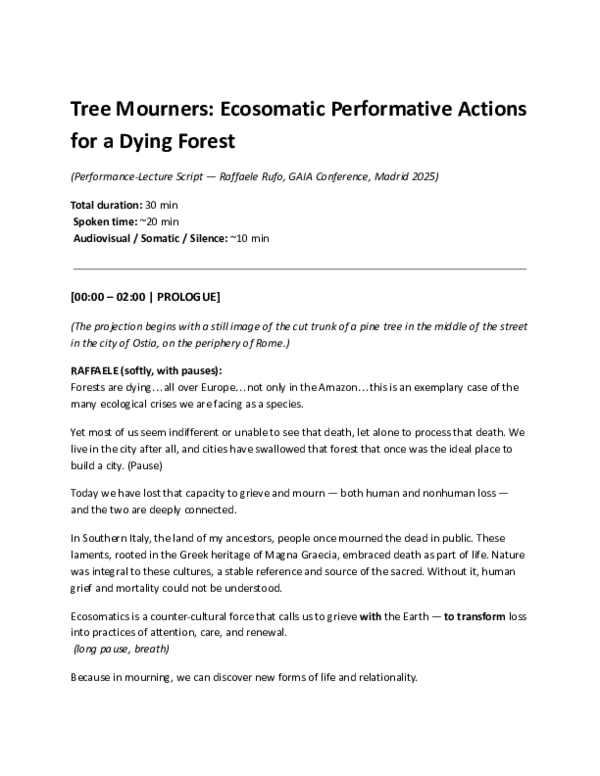 (PDF) Tree Mourners: Ecosomatic Performative Actions for a Dying Forest