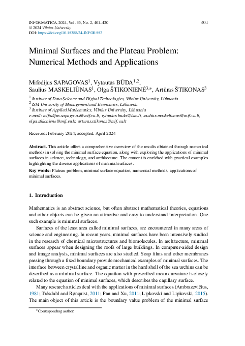 (PDF) Minimal Surfaces and the Plateau Problem: Numerical Methods and ...