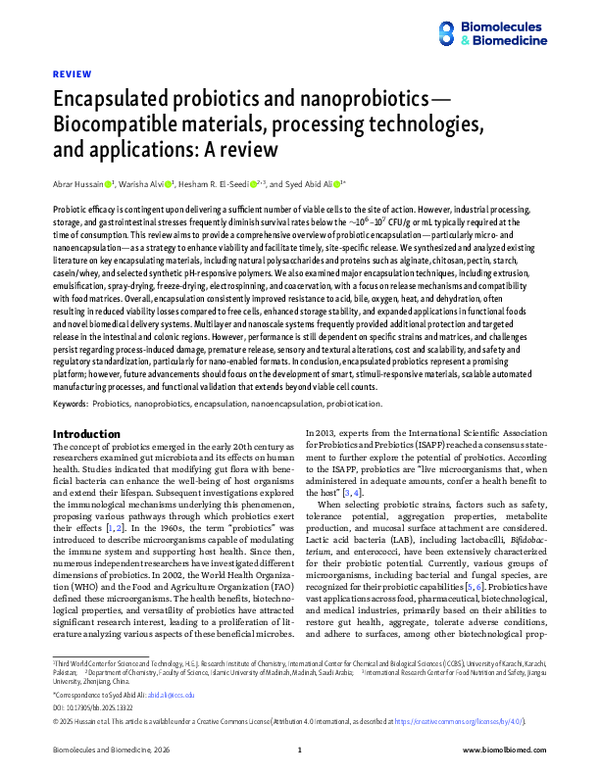 (PDF) Encapsulated probiotics and nanoprobiotics -Biocompatible ...