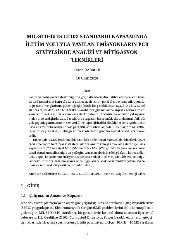 (PDF) MIL-STD-461G CE102 STANDARDI KAPSAMINDA İLETİM YOLUYLA YAYILAN ...