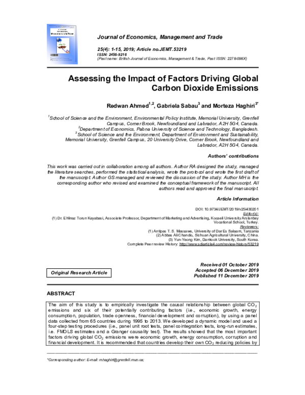 (PDF) Assessing the Impact of Factors Driving Global Carbon Dioxide ...