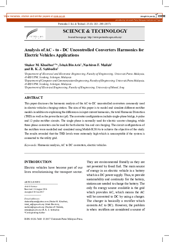 (PDF) Analysis of AC - to - DC uncontrolled converters harmonics for ...