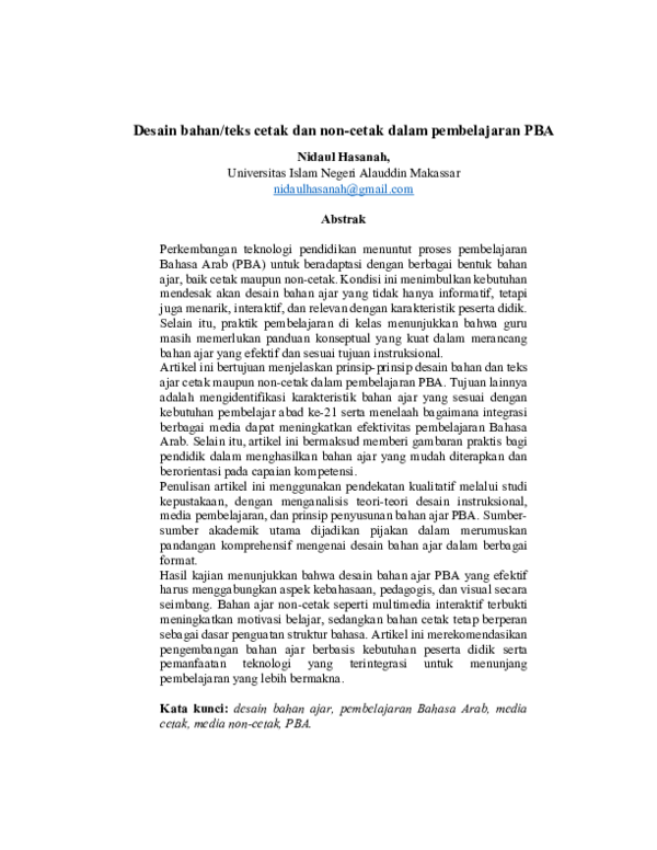 (PDF) Desain bahan/teks cetak dan non-cetak dalam pembelajaran PBA