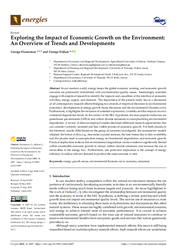 (PDF) Exploring the Impact of Economic Growth on the Environment: An ...