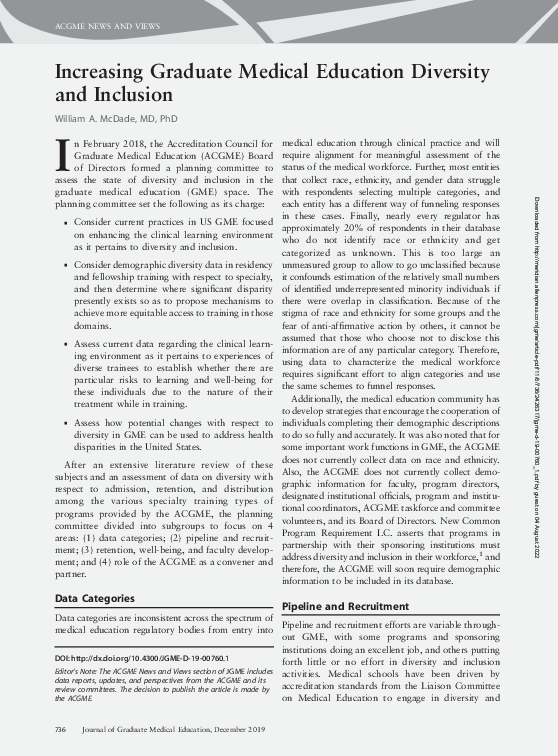 (PDF) Increasing Graduate Medical Education Diversity and Inclusion