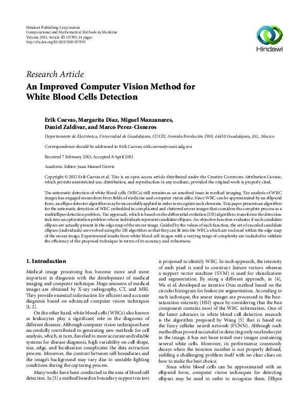 (PDF) An Improved Computer Vision Method for White Blood Cells Detection