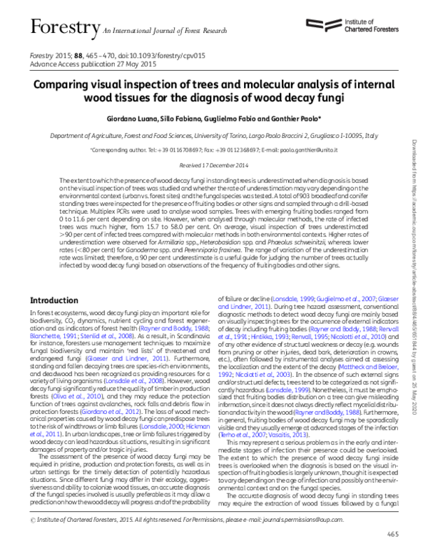 (PDF) Comparing visual inspection of trees and molecular analysis of ...