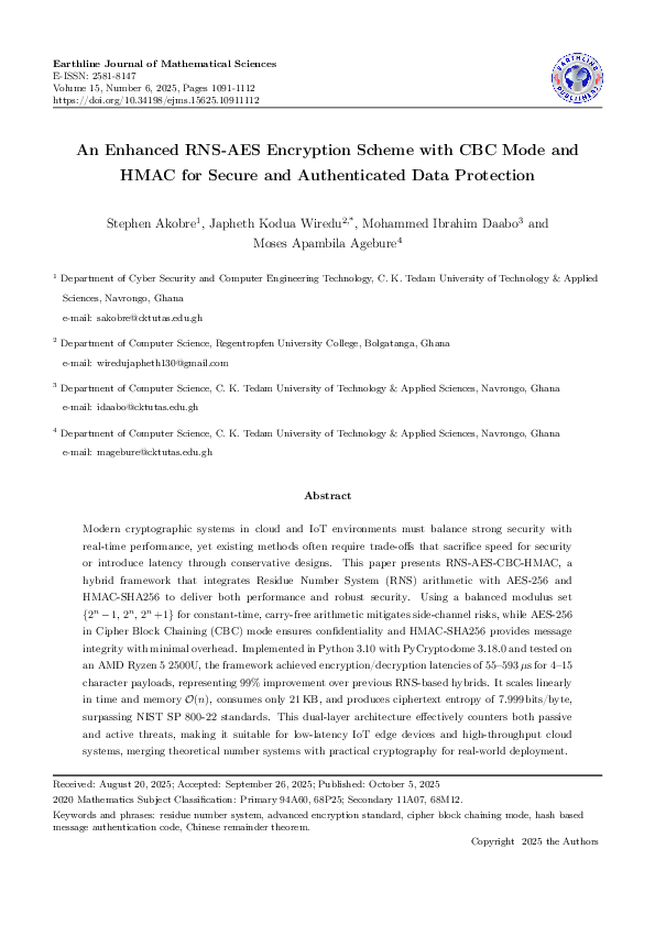 (PDF) Article TextAn Enhanced RNS-AES Encryption Scheme with CBC Mode ...