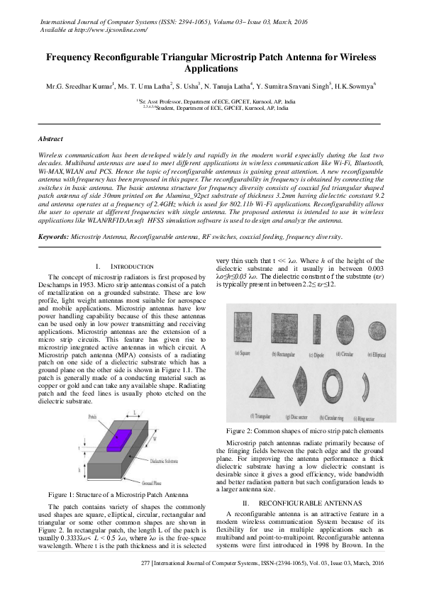 (PDF) Frequency Reconfigurable Triangular Microstrip Patch Antenna for ...