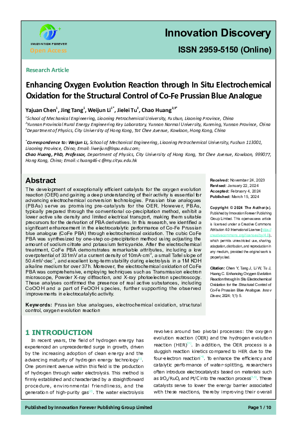 (PDF) Enhancing Oxygen Evolution Reaction through In Situ ...