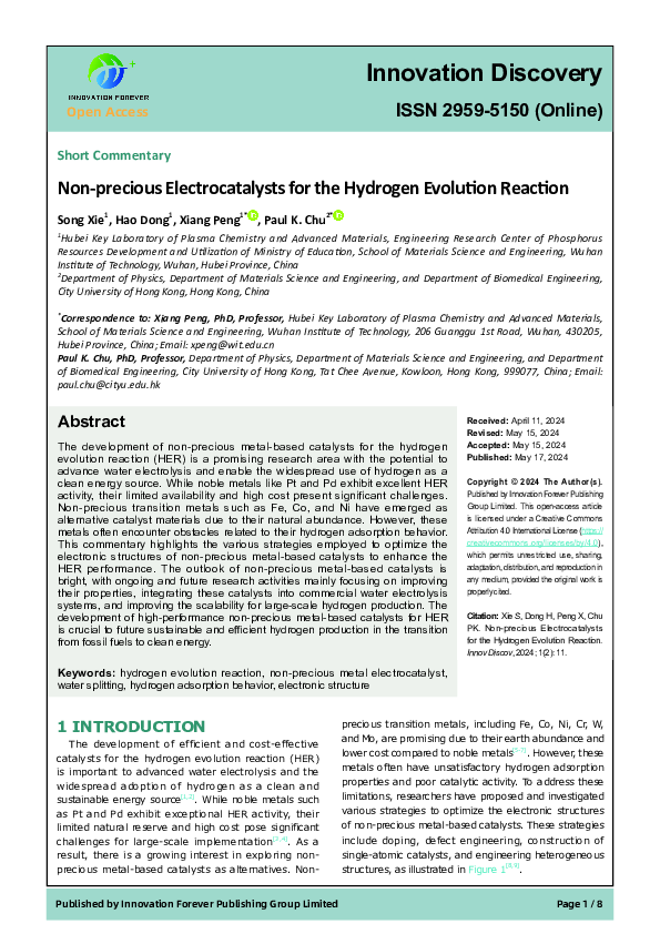 (PDF) Non-precious Electrocatalysts for the Hydrogen Evolution Reaction