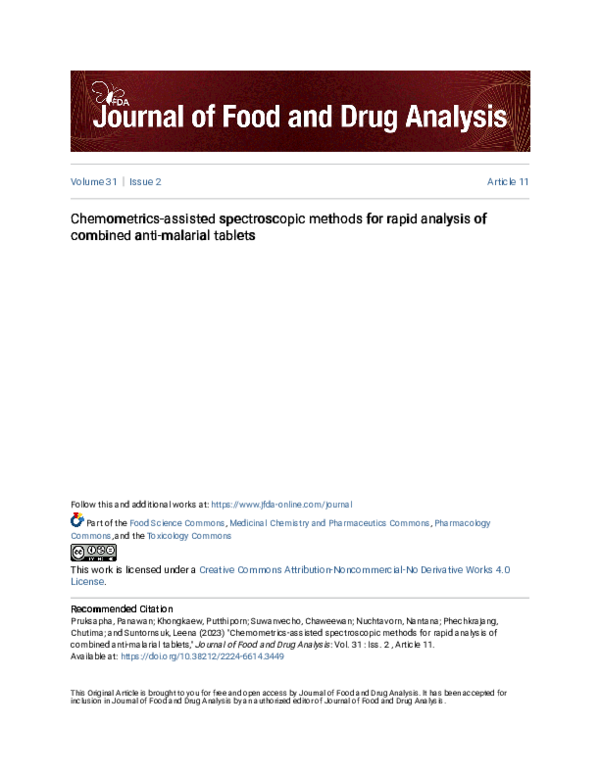 (PDF) Chemometrics-assisted spectroscopic methods for rapid analysis of ...