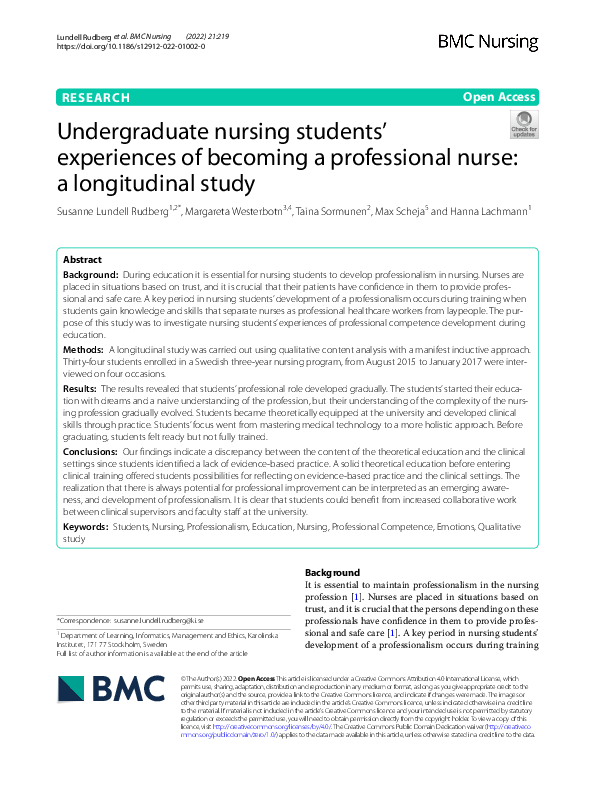 (PDF) Undergraduate nursing students’ experiences of becoming a ...