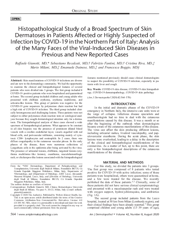 (PDF) Histopathological Study of a Broad Spectrum of Skin Dermatoses in ...