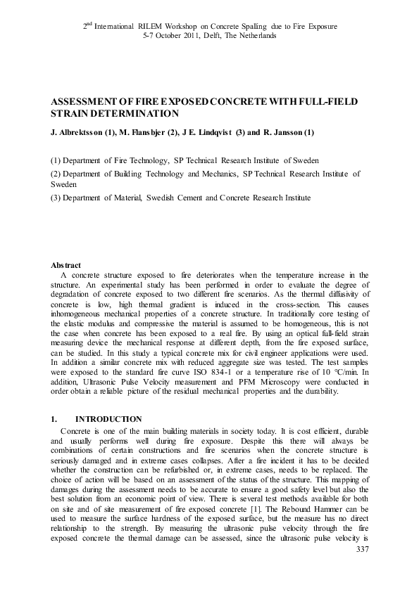 (PDF) Assessment of fire exposed concrete with full-field strain ...