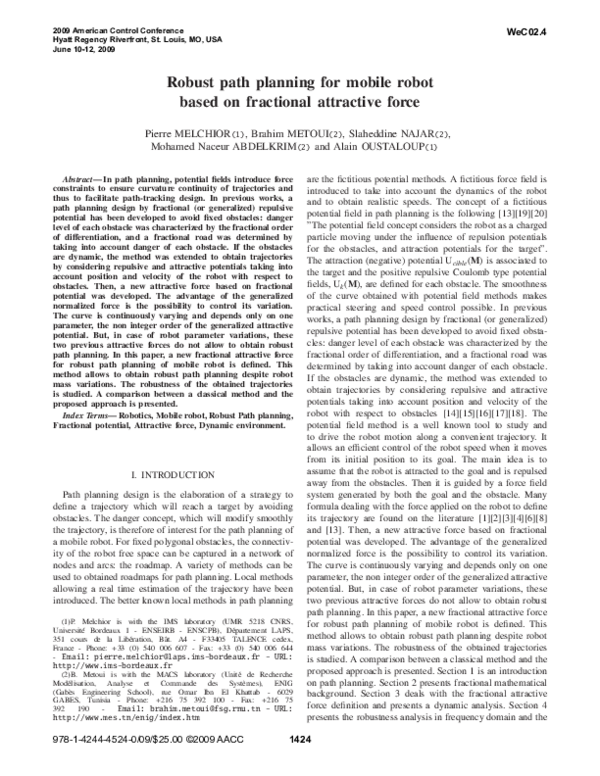 (PDF) Robust path planning for mobile robot based on fractional ...