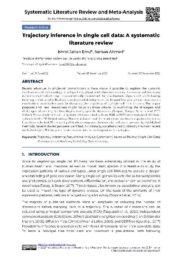 (PDF) Trajectory inference in single cell data: A systematic literature ...