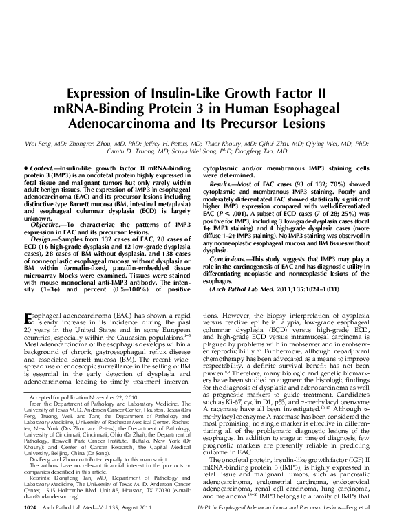 (PDF) Expression of Insulin-Like Growth Factor II mRNA-Binding Protein ...