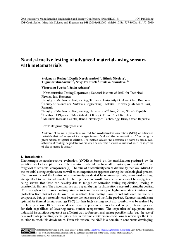 (PDF) Nondestructive testing of advanced materials using sensors with ...