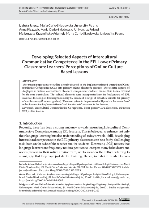 (PDF) Developing Selected Aspects of Intercultural Communicative ...