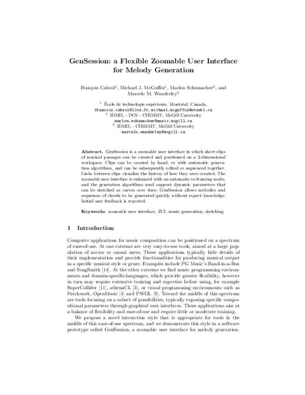 (PDF) GenSession: a Flexible Zoomable User Interface for Melody Generation
