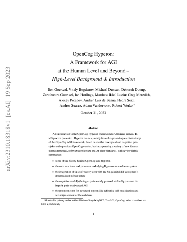 (PDF) OpenCog Hyperon: A Framework for AGI at the Human Level and Beyond