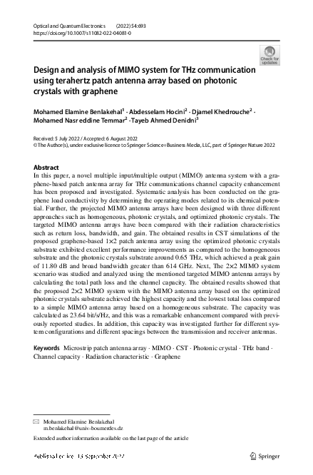 (PDF) Design and analysis of MIMO system for THz communication using ...