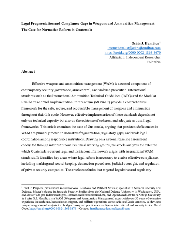 (PDF) Legal Fragmentation and Compliance Gaps in Weapons and Ammunition ...