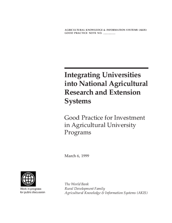 (PDF) AGRICULTURAL KNOWLEDGE & INFORMATION SYSTEMS (AKIS) GOOD PRACTICE ...