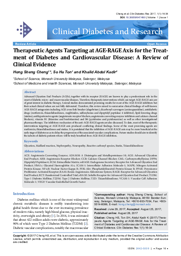 (PDF) Therapeutic Agents Targeting at AGE-RAGE Axis for the Treatment ...