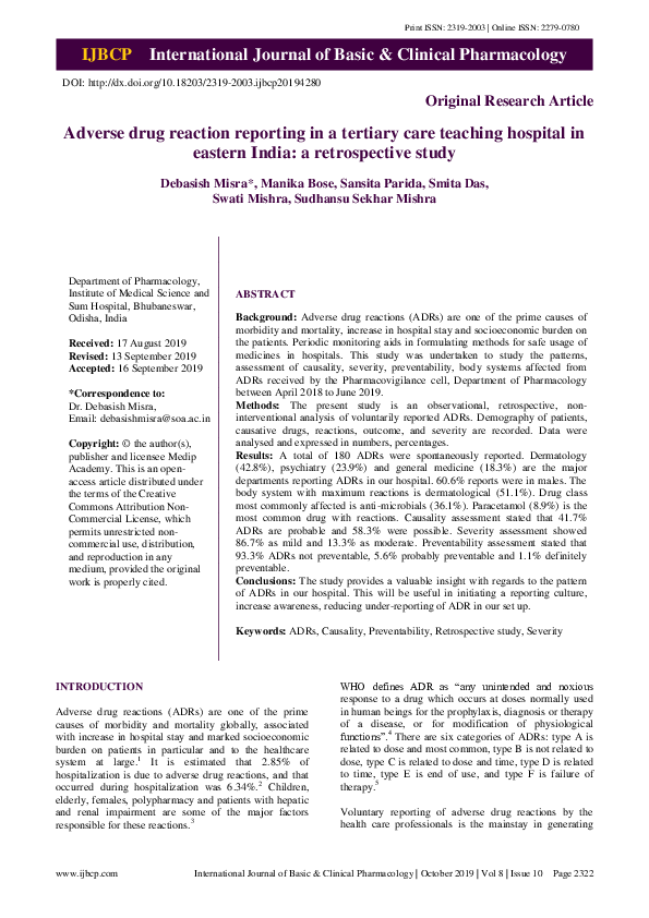 (PDF) Adverse drug reaction reporting in a tertiary care teaching ...